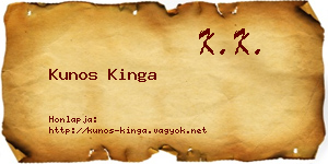 Kunos Kinga névjegykártya